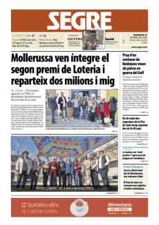 MOLLERUSSA VEN ÍNTEGRE EL SEGON PREMI DE LOTERIA I REPARTEIX DOS MILIONS I MIG